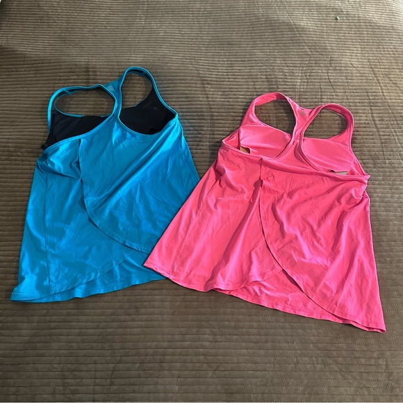 Victoria’s Secret VSX Sport Blue Pink Racerback Tank Tops - Picture 4 of 10